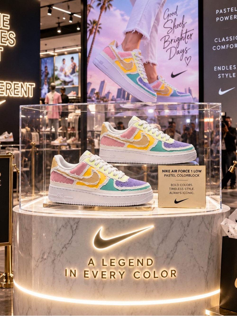 Nike Pastel Colorblock Air Force 1 Low - Yellow, Teal, Lavender, Pink Size 7